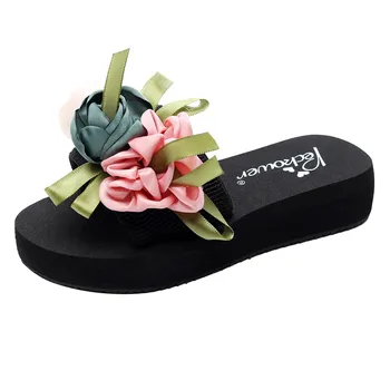 

SAGACE Flowers Slippers For Women Summer Wedged Heel Open Toe Wear Beach Slippers Outdoor Beach Sandals Slippers Shoes