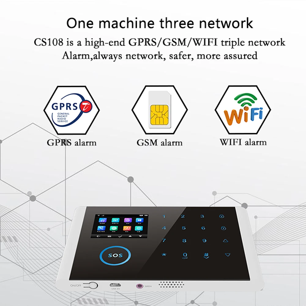 Домашняя сигнализация WiFi+ GSM+ GPRS 3 в 1 сеть интеллектуальная голосовая домашняя сигнализация 433 МГц домашний безопасный дверной звонок умный Оповещатель