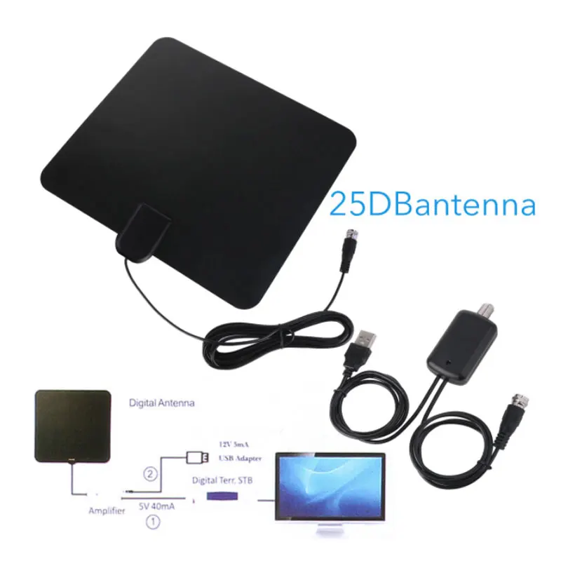 HD tv 014 50 Miles Range HD ТВ антенна для внутреннего усиленного цифрового ТВ усилитель сигнала антенны спутникового сигнала антенна приемника