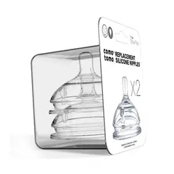 Silicone Baby Nipple Replacement Set: Variable Flow for Ages 0 - 6 Months (2 - Pack) (1 hole)