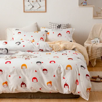 

New Arrival 3/4pcs Boys and Girls printed Bedding Set Duvet Cover Striped Bed Sheet Pillowcase Christmas Birthday Gift