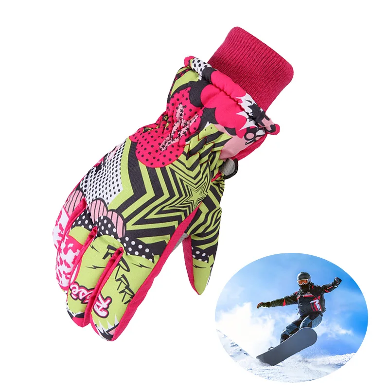 Водонепроницаемые Детские лыжные перчатки, Нескользящие Детские Зимние варежки, Детские Зимние перчатки для катания на лыжах, перчатки для езды на велосипеде для мальчиков и девочек