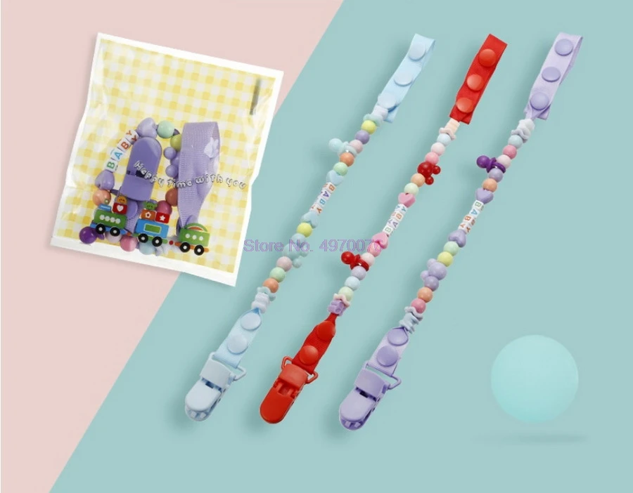 DHL 500pcs Newborn Baby Pacifier Clips Nipple Chain Colourful Letter Beads Clip Soother Toys Holder | Мать и ребенок