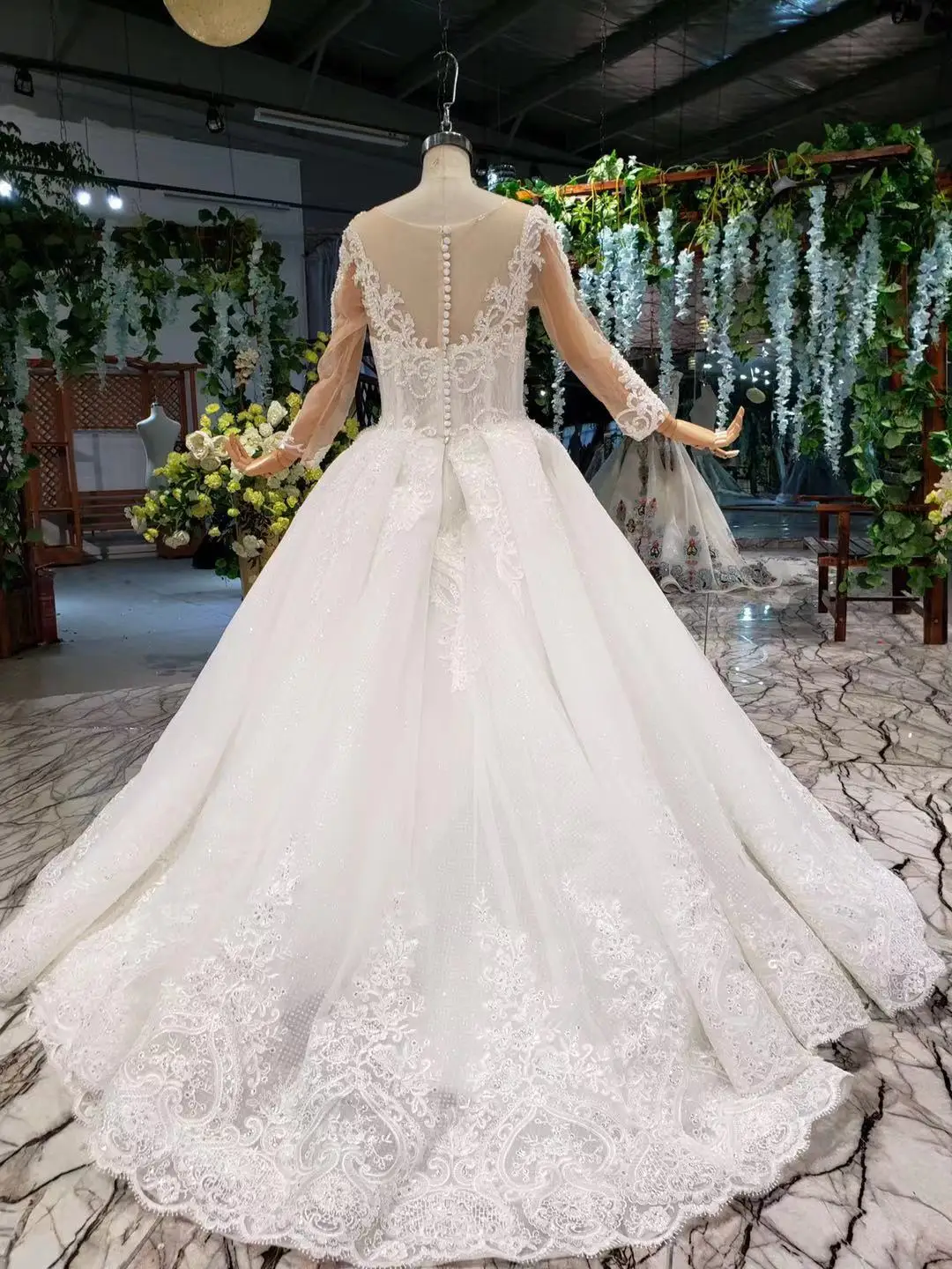 На заказ, Vestido De Noiva,, телесный тюль, сексуальный прозрачный топ, роскошное кружевное свадебное платье, свадебное платье с длинным рукавом