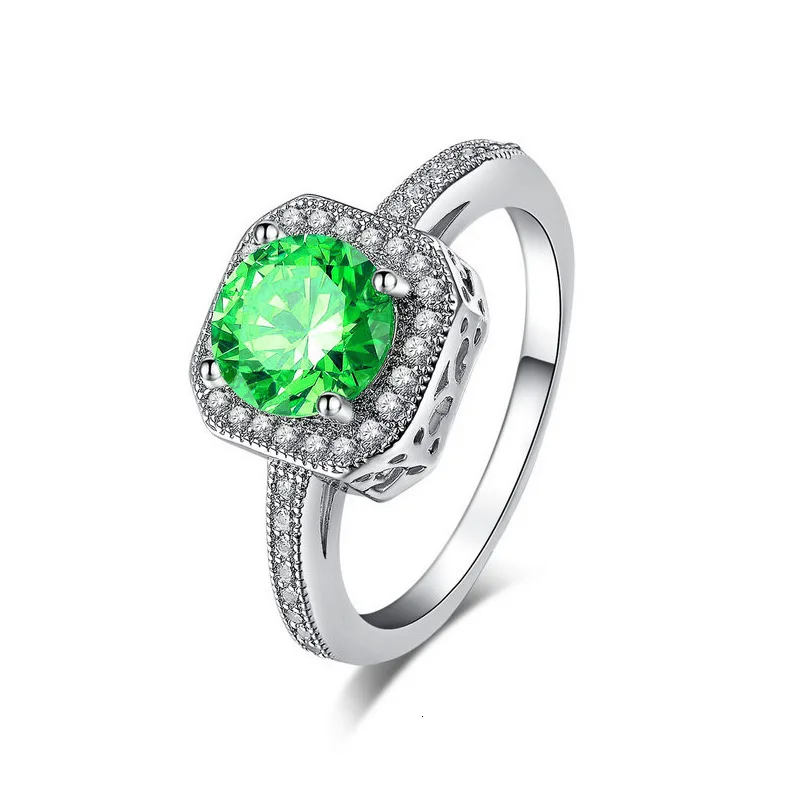 JS-CSR576green JoiasHome, классическое серебряное кольцо 925 пробы с круглой формой, изумруд, драгоценный камень, хорошее ювелирное изделие, кольца для женщин, подарок на свадьбу, вечеринку, размер 6-10 - Цвет камня: JS-CSR576green