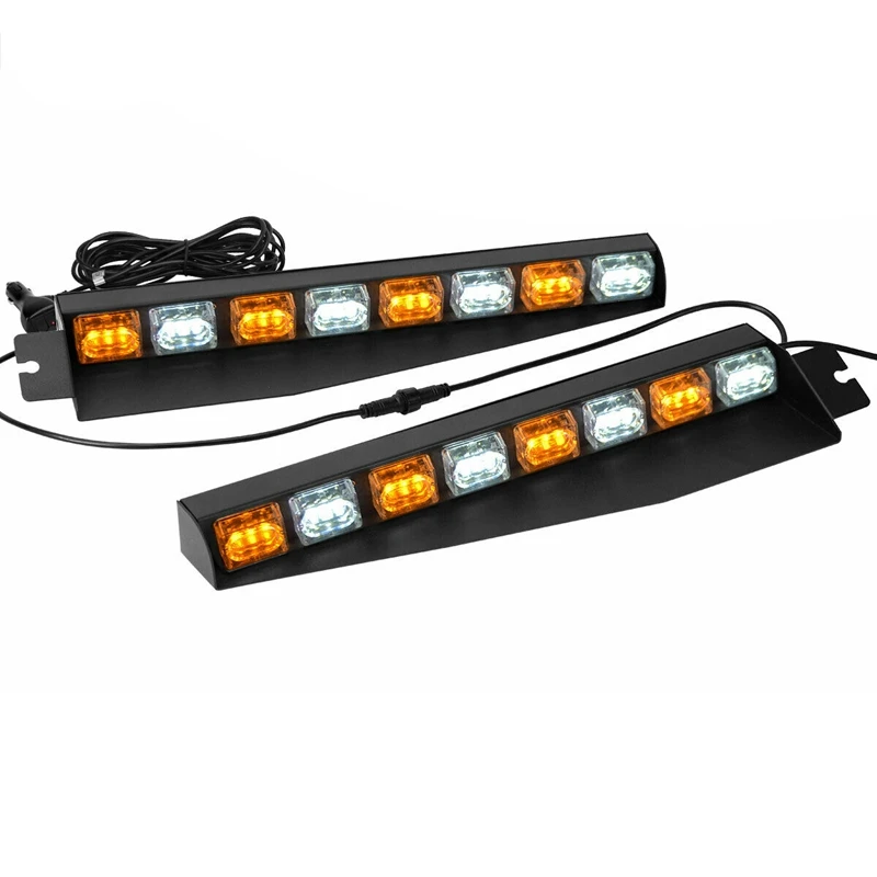 

48W Amber/White LED Visor Light Hazard Emergency Windshield Strobe Light Bar