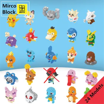

24pcs/lot Mrico chu Mudkip Cute animals children educational building block Torchic Cubone Buneary Strange Fish Brick #80