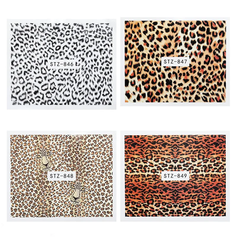 Леопардовая печать наклейки фольги дизайн ногтей сексуальные амулеты лак слайдер переводная бумага для маникюра украшения - Цвет: Suit 1
