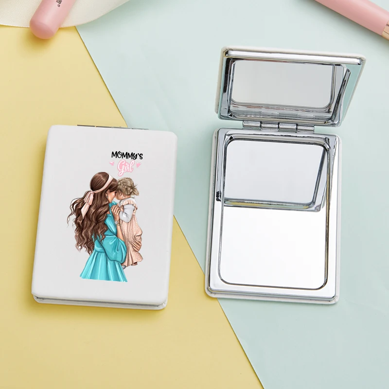 Mom And Baby Pattern Mirror Lovely Personality Portable Round Mirror Mini Makeup Mirror Gift Giveaway 5