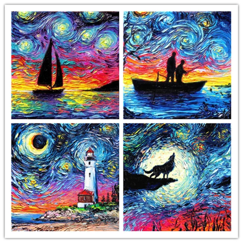 

Full drilling 5D Diamond Painting Starry Sky Full Square/round Diamond Picture Scenery Colourful Diamond Embroidery