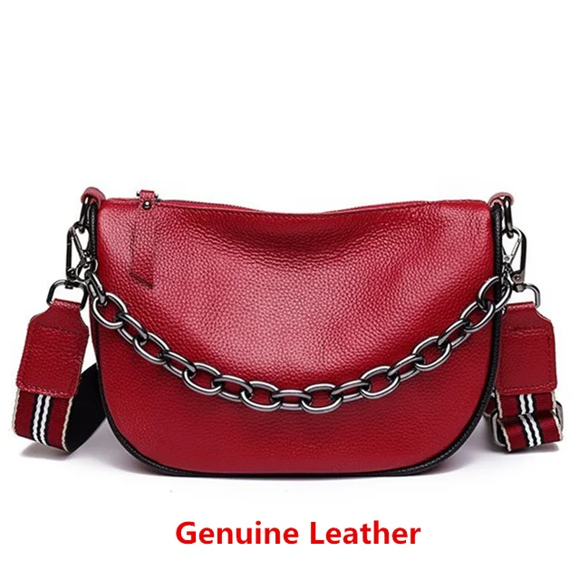 Buy OnlineHot Fashion Genuine Leather Women Messenger Bag Chain Shoulder Bags Women's Bag Luxury Brand High Quality Cowhide Ladies Handbag.