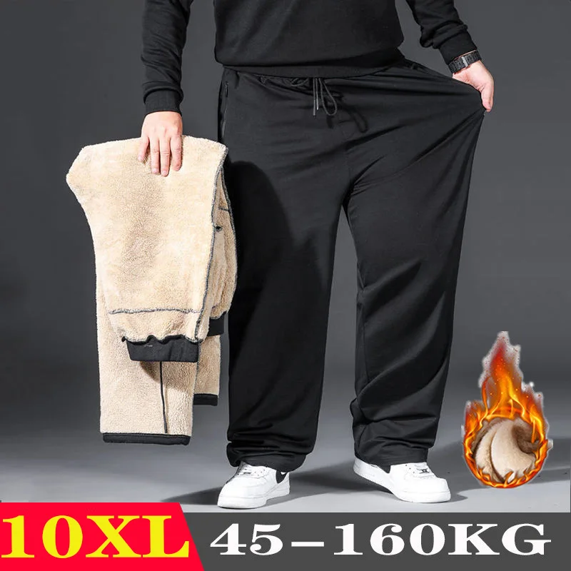 10XL pantaloni Casual in peluche Oversize pantaloni Cargo caldi da uomo  Plus Size uomo pantaloni invernali in peluche caldi pantaloni larghi  ispessiti Streetwear|Sweatpants| - AliExpress