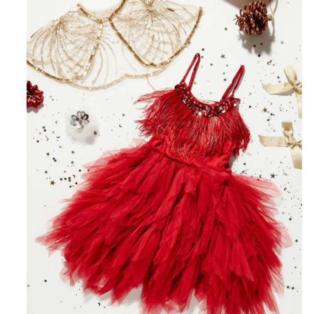 Высокое качество для маленьких девочек в рустикальном стиле Кружевная Платье на петельках Детские платье принцессы для дня рождения Стразы поясом платья с юбкой-пачкой для девочек, вечерние платья CA555 - Цвет: Красный