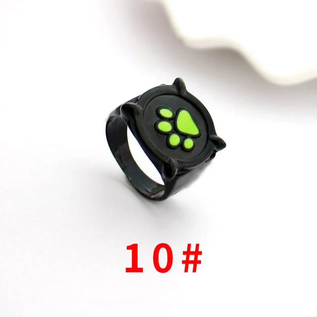 Anime Black Cat Rings Girl Boy Green Print Enamel Cat Paw Finger Ring Cosplay Jewelry Party Kids Men Women Ring Birthday Christm Size 10