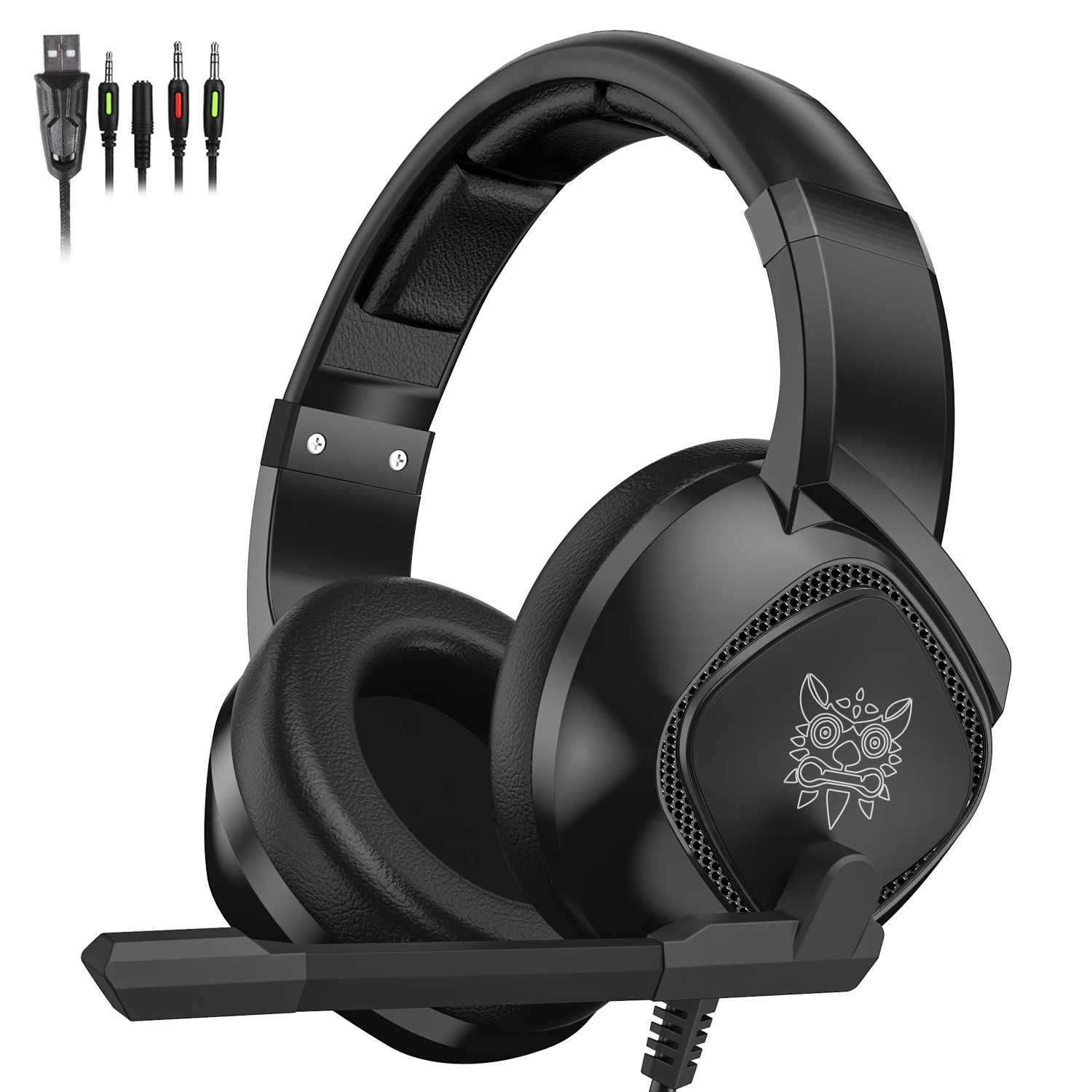Черный ПК PS4 игровая гарнитура стерео светящийся RGB Светодиодный Светильник Накладные наушники с микрофоном мини наушники для деловых видов спорта - Цвет: Черный