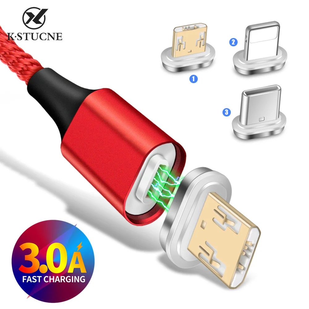

3A USB Cable Type C Micro USB Sync Charging Cable For iPhone 7 8 X XS XR MAX Magnetic For Huawei P20 P30 Pro Fast Charging Wire