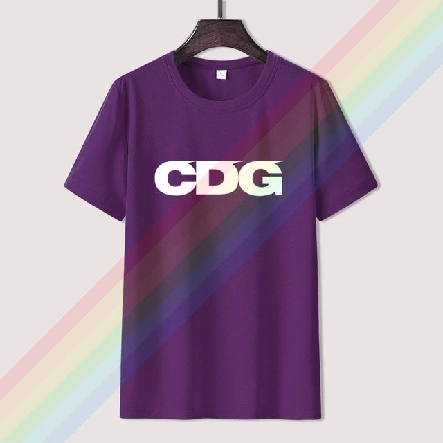 Comme White Cdg Logo Garcon Men Women Summer 100% Cotton Black Tees Male Newest Top Popular Normal Tee Shirts Unisex 6purple