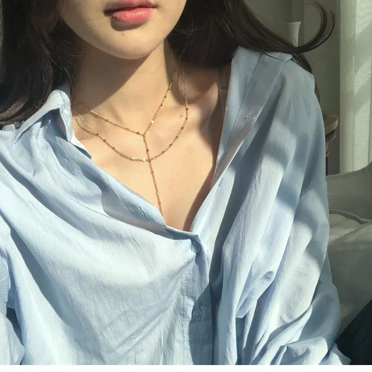 

Hipster Double Layer Necklace Women's Choker Neck Accessories Korean-style Simple Students MORI Series Online Celebrity Necklace