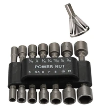 Deburring External Chamfer Tool Stainless Steel Remove Burr Tool For Drill Bit, 14pcs Power Nut Driver Drill Bit Set Metric Sock