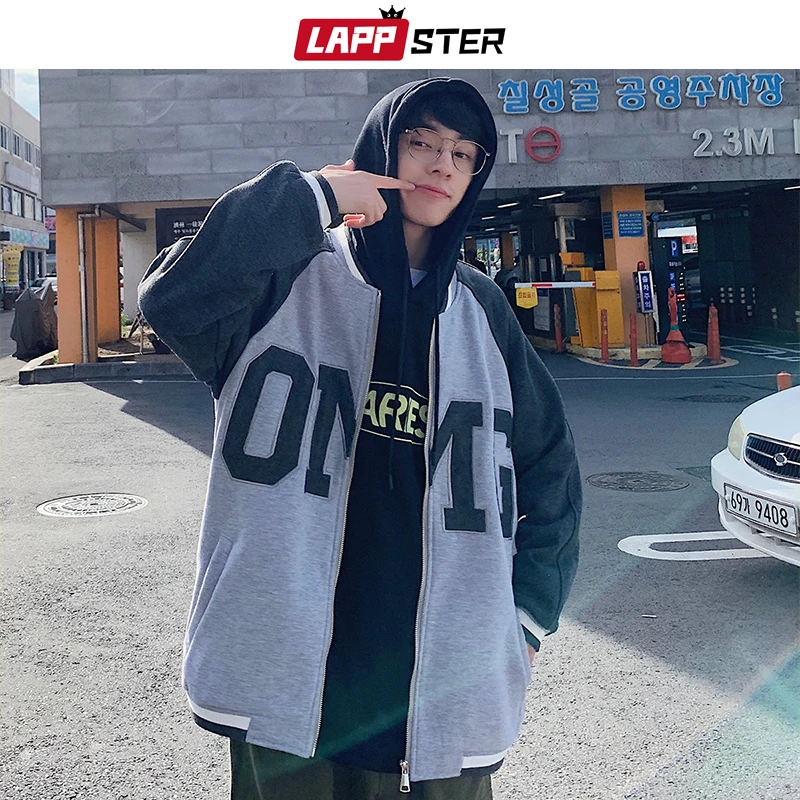 

Men Japanese Streetwear Baseball Jackets 2019 Autumn Patchwork Jackets Coats Mens Color Block Korean Bomber Jacket