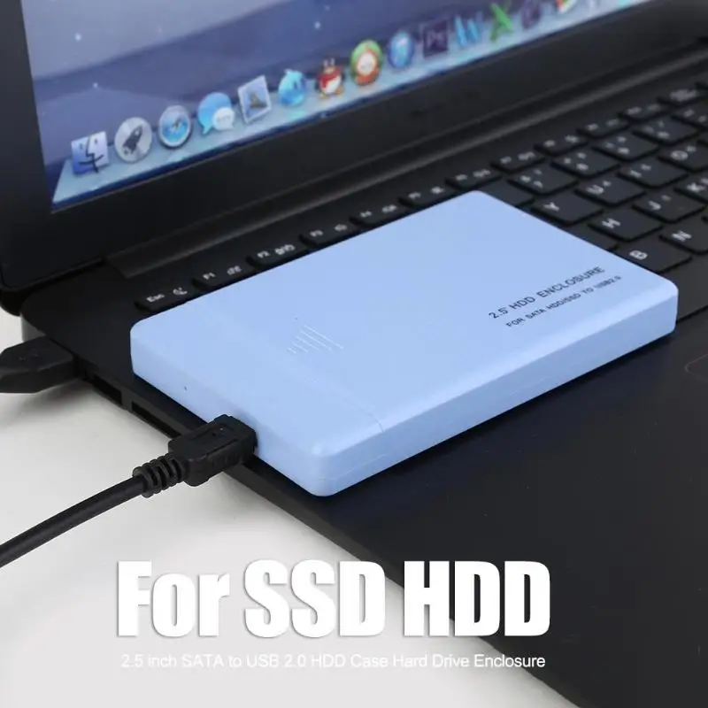 2.5 inch HDD SSD Case SATA to USB 2.0 Adapter Free 5 Gbps Box Hard Drive Enclosure Support 2TB HDD Disk For WIndows Mac OS 3.5 inch hdd case