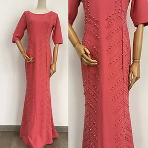 Vestido de festa, женское платье русалки, с коротким рукавом, с круглым вырезом, с бисером, в африканском стиле, для девушек, праздничная одежда, Вечернее Длинное Макси, официальное белое платье - Цвет: 5