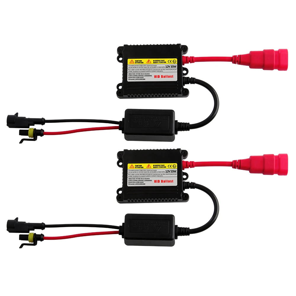 2Pcs Slim HID Ballast 55W Direct Direct Current 12V HID Xenon Ballast Replacement For H1 H3 H7 H8 H11 9005 9006 Xenon Bulbs 6