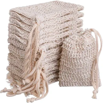 

15 Packs Of Soap To Exfoliate Natural Flax Soap Bag