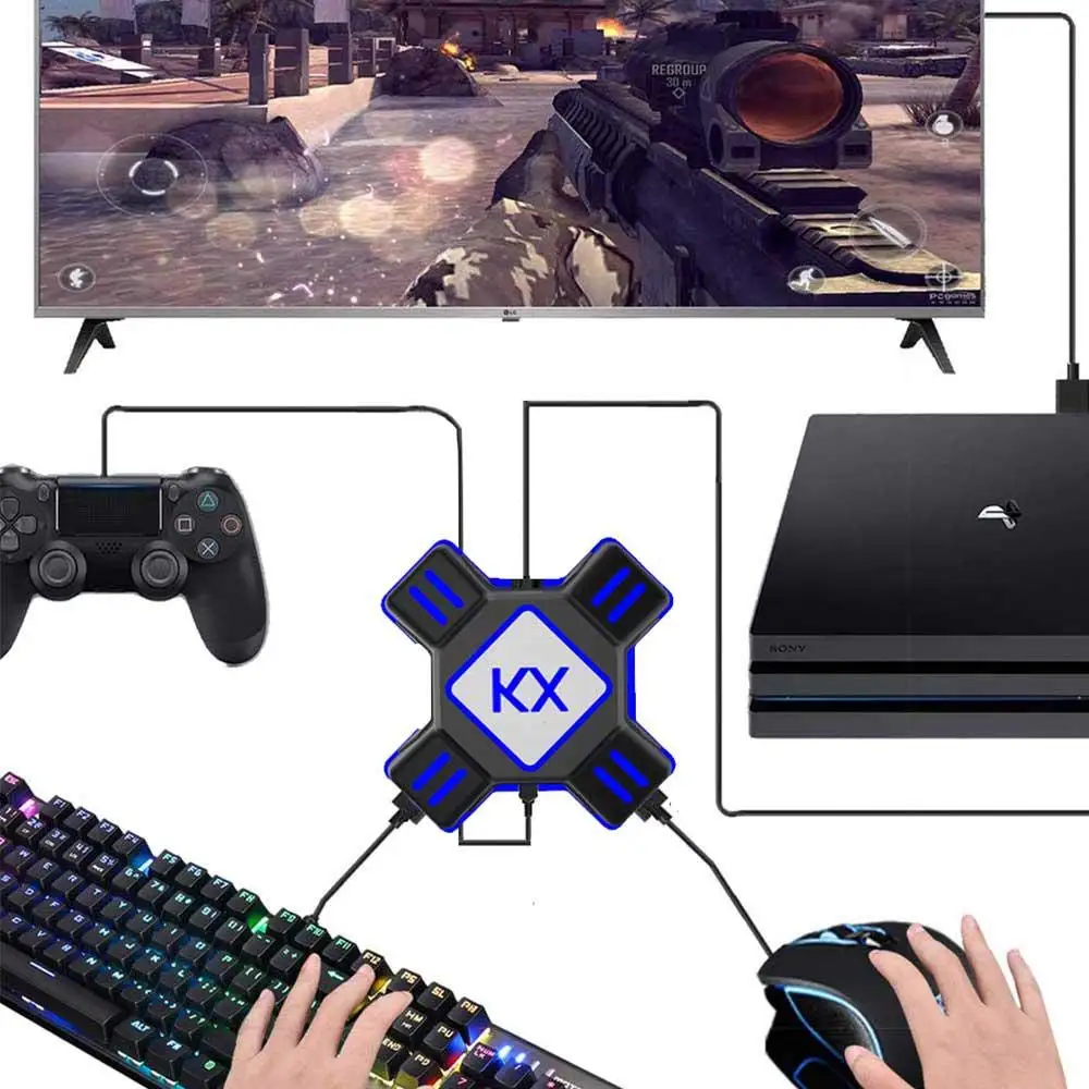 Проводная клавиатура мышь игровая консоль, геймпад контроллер KX конвертер, usb-адаптер концентратор для Nindend переключатель/PS4/Xbox One