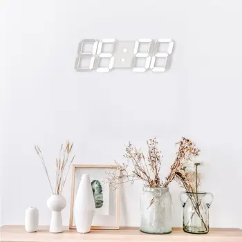 

DishyKooker LED 3D White Digital Wall Clock with Remote Control European Regulation