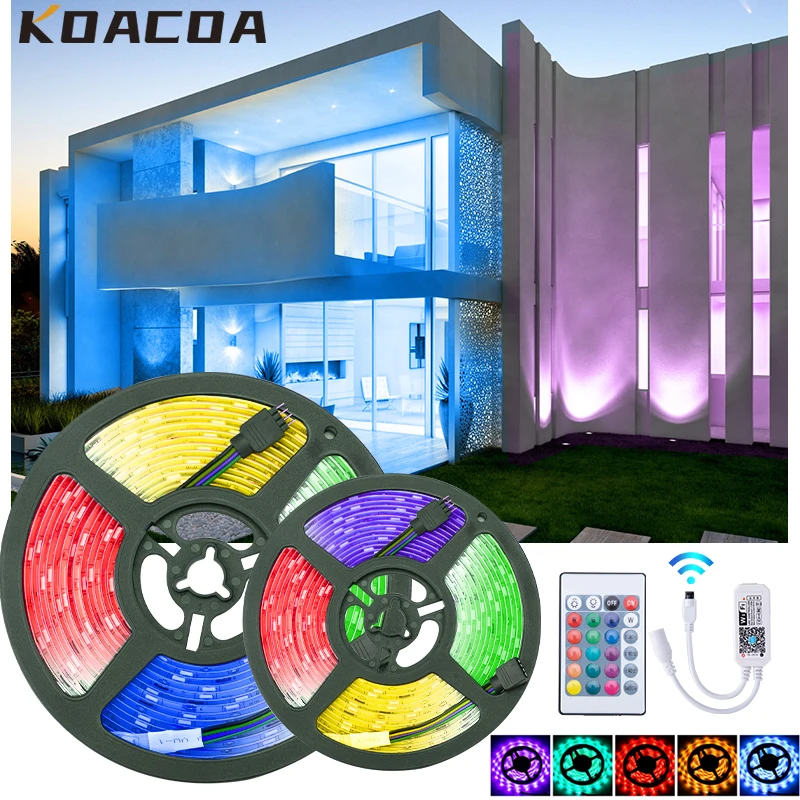 WiFi Светодиодная лента 5 м 10 15 2835 SMD RGB 5050 DC12V гибкая Wifi для освещения ленты