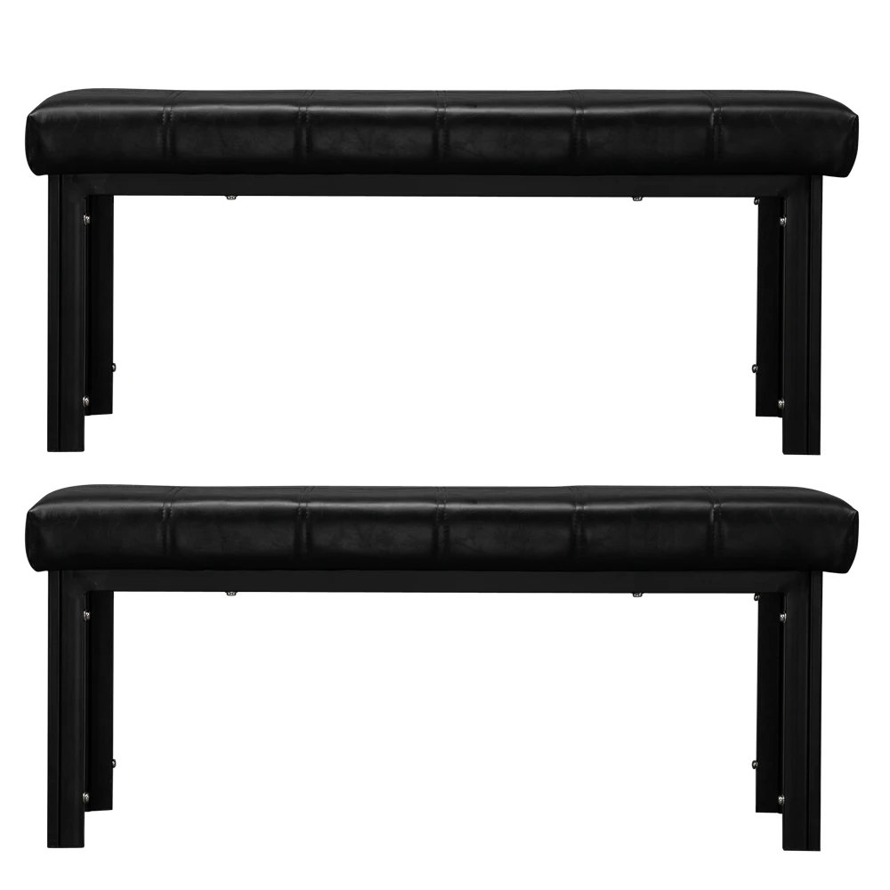 

2PC 104 x 39 x 46CM Simple Line Decoration Leather Bench with 4-seater Dining Table Black