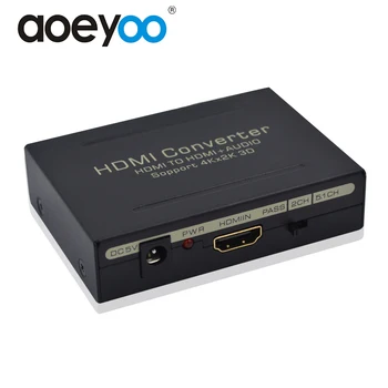 

AOEYOO 4K HDMI to HDMI Audio Extractor Converter to Optical Toslink SPDIF +RCA L/R Stereo Analog Converter Support 4K x2K 3D