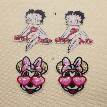 

30pcs/lot Sequins Beauty Embroidery Patches Clothing Decoration Accessories Cartoon Mouse Diy Iron Heat Transfer Applique