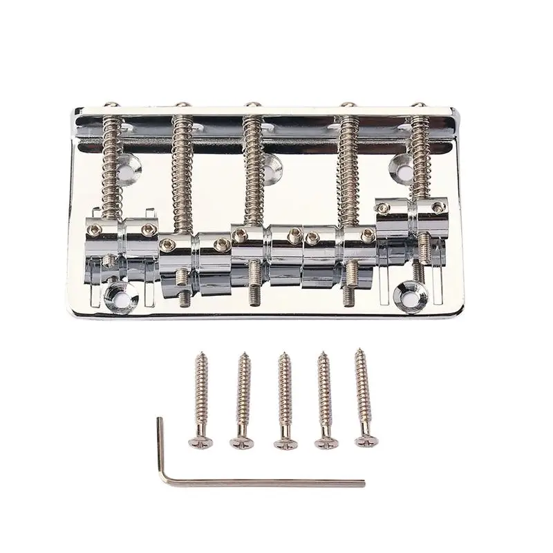 

1 Set Guitar Bridge GA1022 Durable 5 String Strain Plate Bridge Guitar Bridg Saddle Bridge for Bass Guitar Musical Instrument