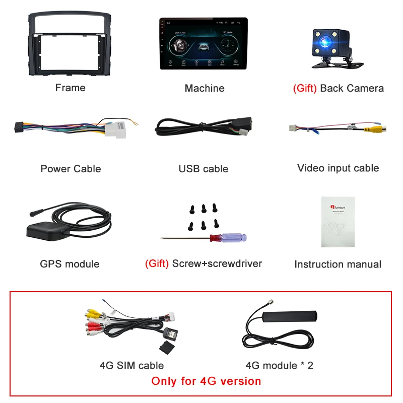 Sale Junsun V1 pro 4G+64G CarPlay Android 9.0 DSP For Mitsubishi Pajero 4 2006 - 2014 Car Radio Multimedia Video Player GPS 2 din dvd 37