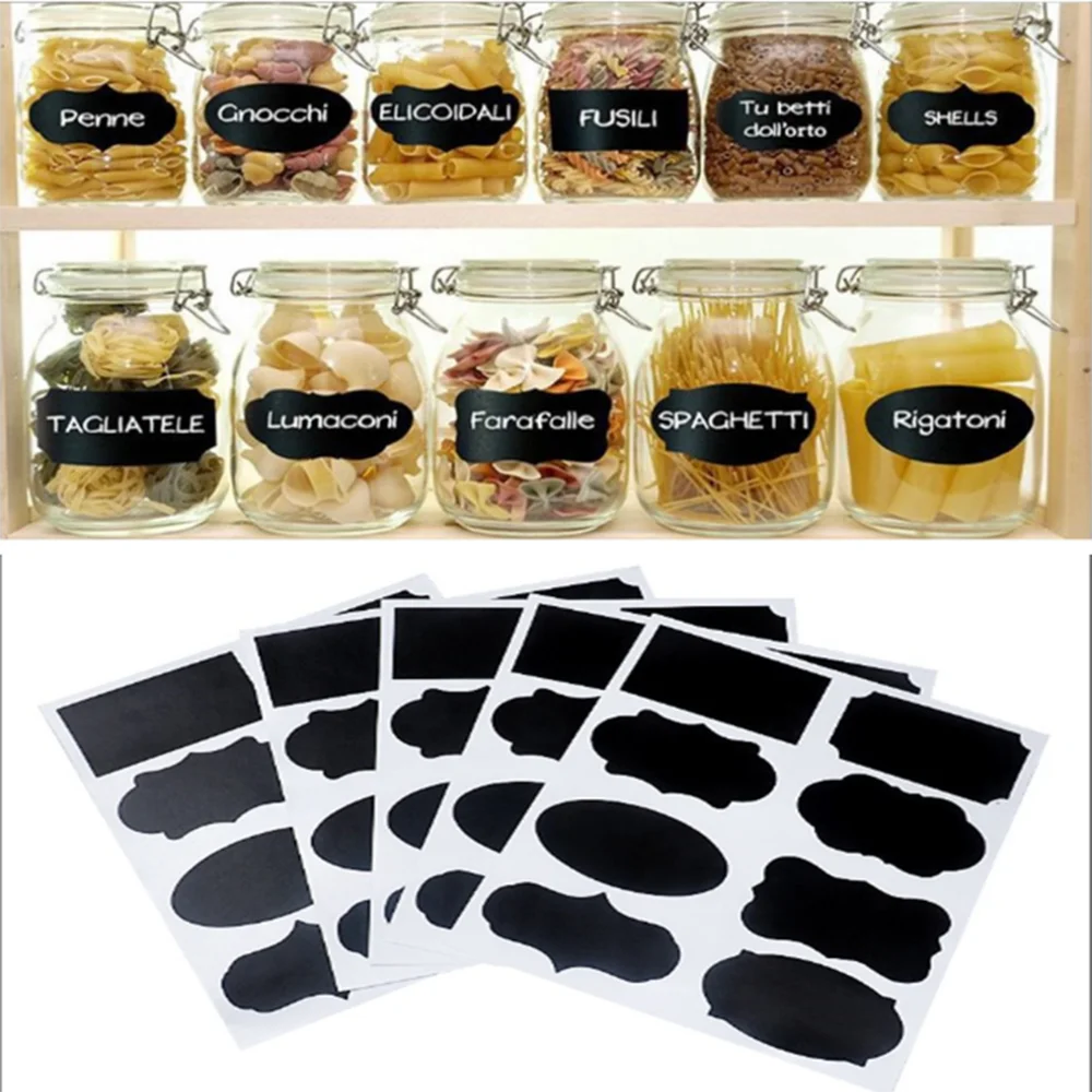 

40Pcs Kitchen Cruet Label Sticker Waterproof Chalkboard Label Stickers Home Kitchen Jars Bottle Tags Blackboard Stickers School