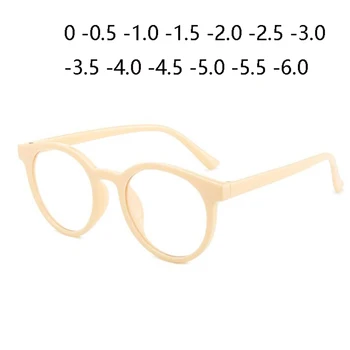 

Beige Frame Clear Mirror Nearsighted Eyeglasses Unisex Retro Oval Candy Colors Short-sighted Glasses Diopter 0 -0.5 -1.0 To -6.0