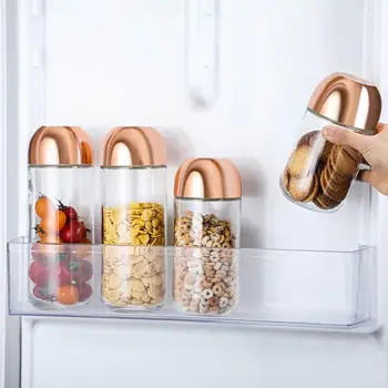 

Large Clear Glass Food Containers Kitchen Airtight Container For Grains Coffee Beans Cookies Refrigerator Crisper