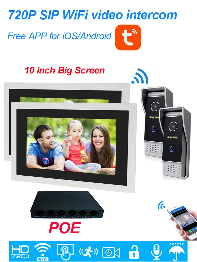 villa ip video door phone intercom 2-2POE