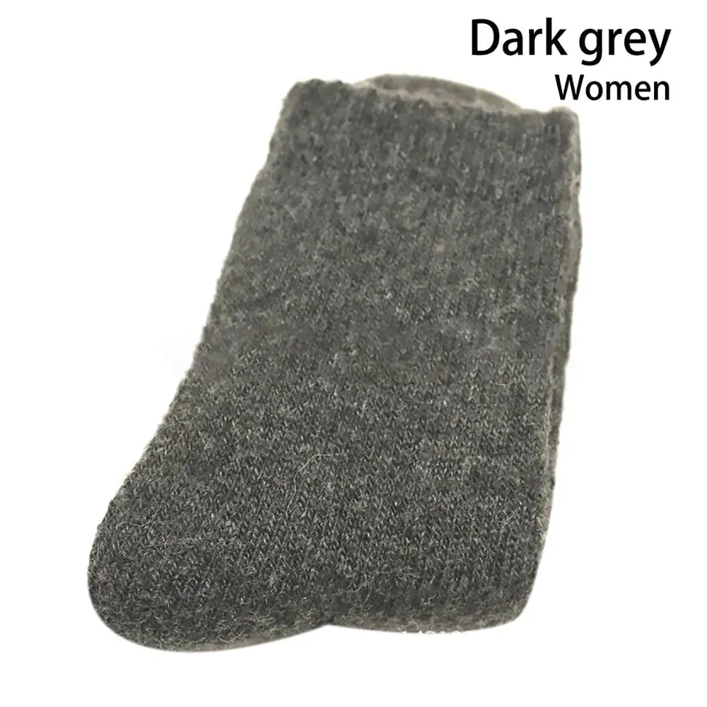 women dark grey Супер Толстые мужские зимние теплые носки одноцветные шерстяные носки из кроличьей шерсти теплые хлопковые женские и мужские носки унисекс - Цвет: women dark grey