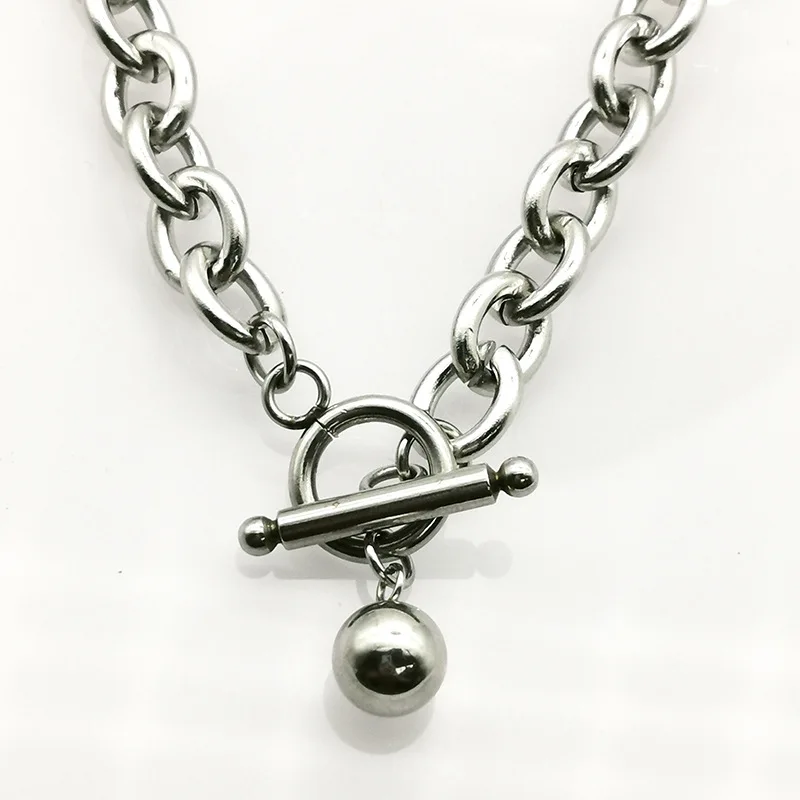OuGuan хип-хоп Титан, сталь, серебро застежка от шара кулон ожерелье женские мужские ролл цепи ожерелье ювелирные изделия