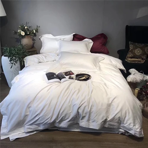 Snowy white Топ Класс вышивка Однотонная одежда 100S 500TC просторные постельное белье набор роскошный хлопок роскошные постельные принадлежности в два раза пряжа - Цвет: Snowy white