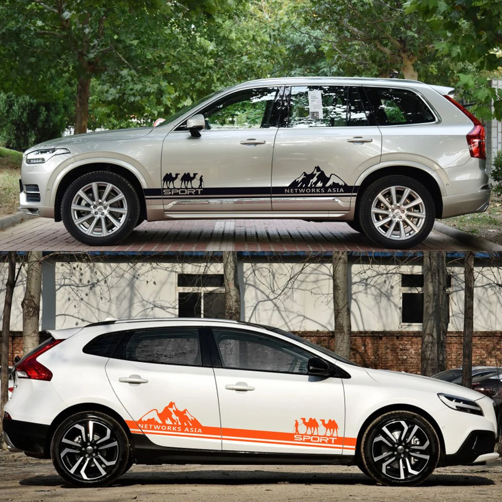 Автомобильные длинные боковые полосы виток винилопласта с наклейкой Авто стильные графические наклейки для Volvo XC90 XC60 V40 S60 Стайлинг автомобиля Принадлежности для тюнинга