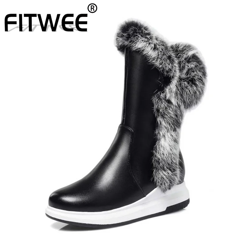 Женские офисные Ботинки до середины икры FITWEE повседневные Черные и белые ботинки