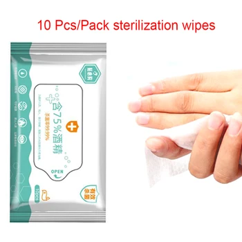 

10 Sheets/Pack Portable 75% Alcohol Wet Wipes Antiseptic Cleaning Sterilization
