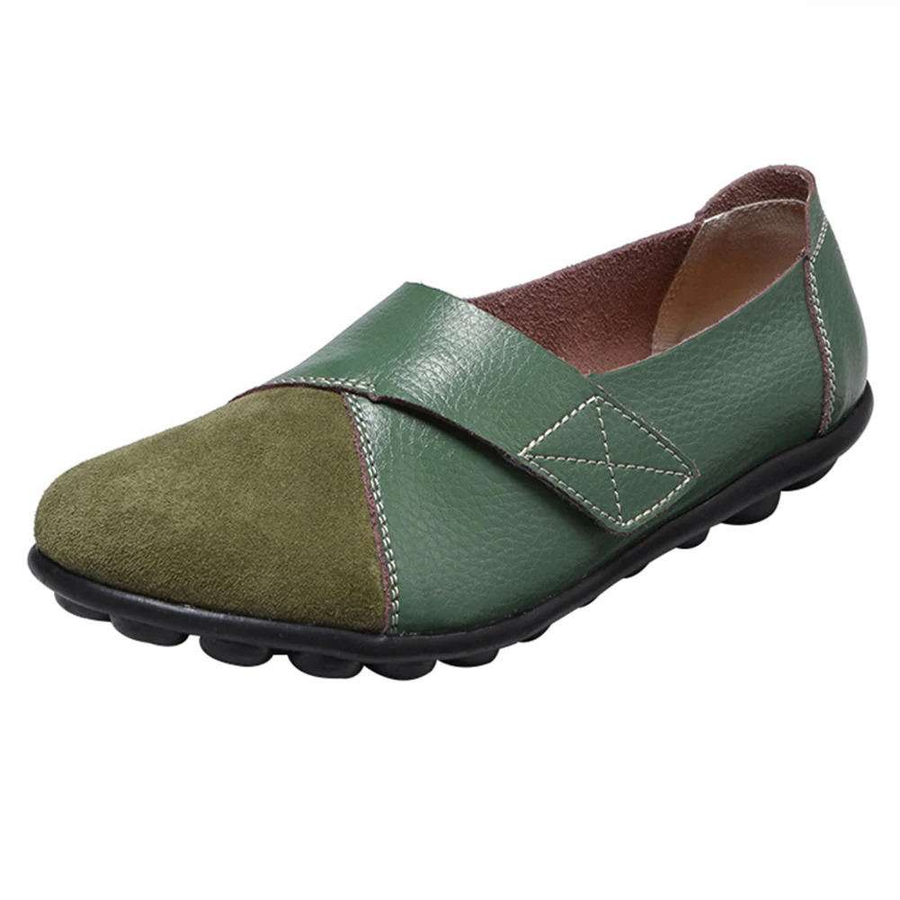 Ортопедические лоферы из искусственной кожи; повседневная обувь на плоской подошве с мягкой подошвой для женщин; Студенческая обувь; MUG88 - Цвет: Зеленый