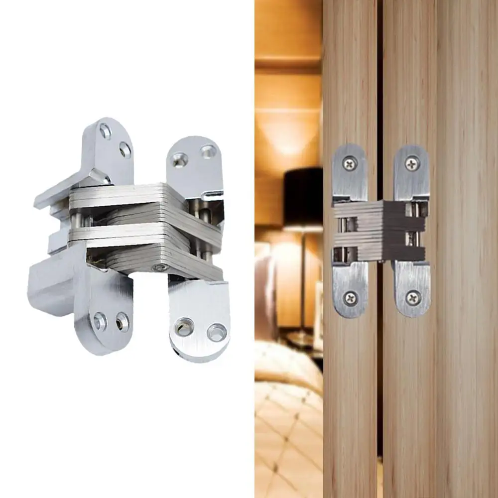 

2pcs Stainless Steel Hidden Hinges 60mm Built-in Concealed Cross Heavy-loading Folding Door Hinge Furniture Hardware