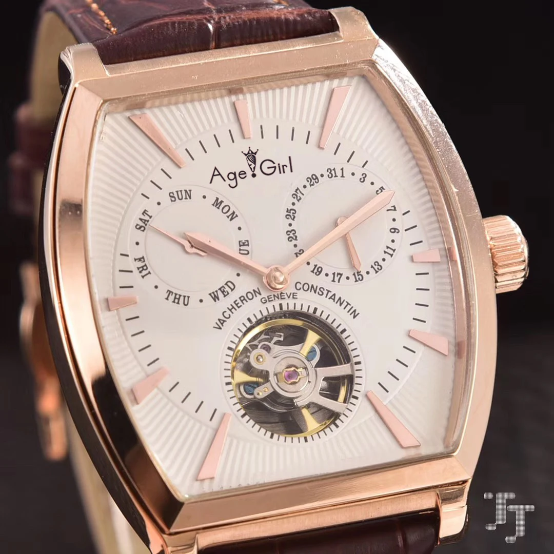

Famous Brand New Men Automatic Mechanical Waterproof Stainless Steel Daydate Black Leather Sapphire Tourbillion Watch 904L AAA+
