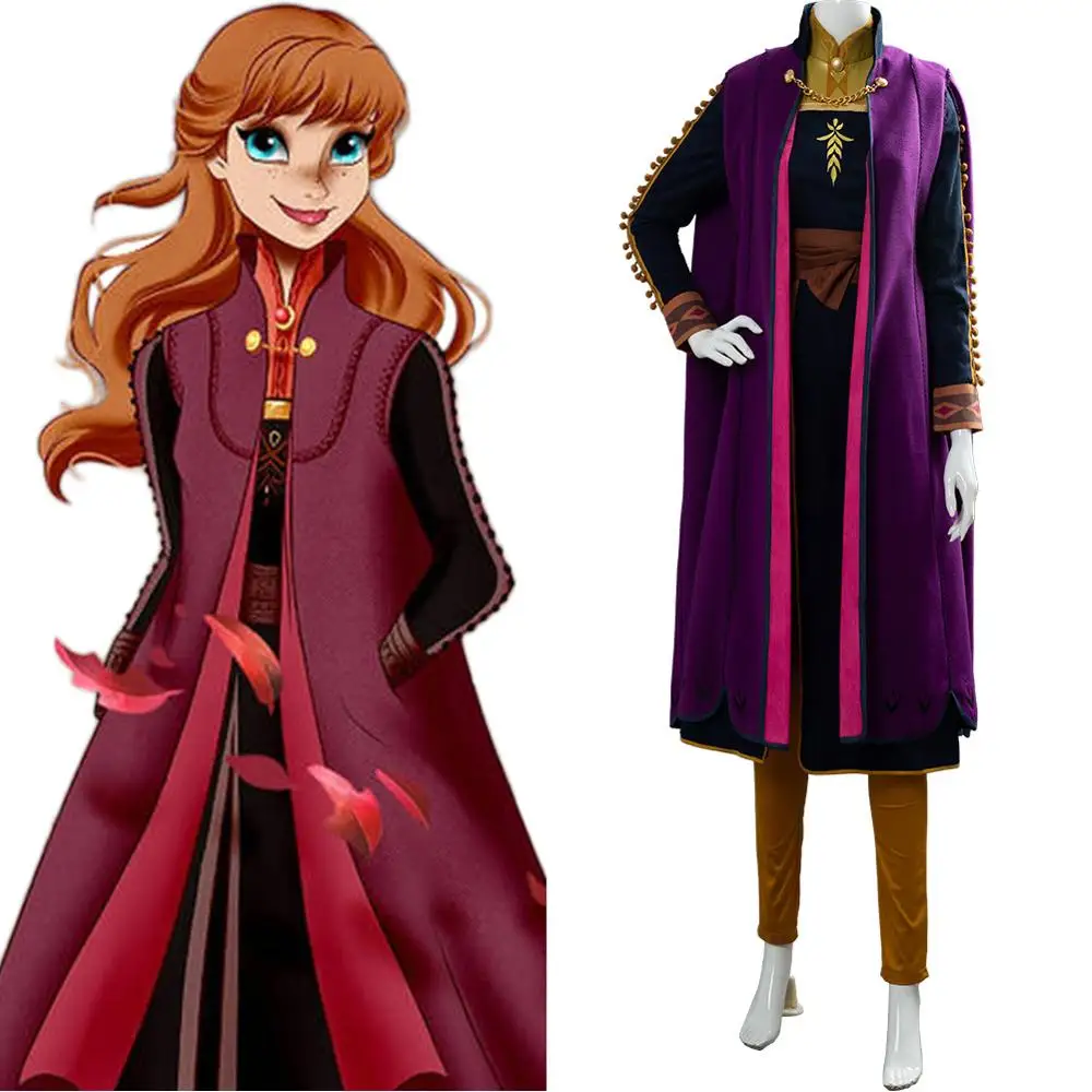 Princess Anna Cosplay Costume Full set women girls Halloween Carnival Costumes Custom Made